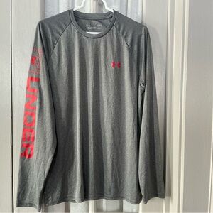 LG Men's Gray Long Sleeve Shirt with Red Accents